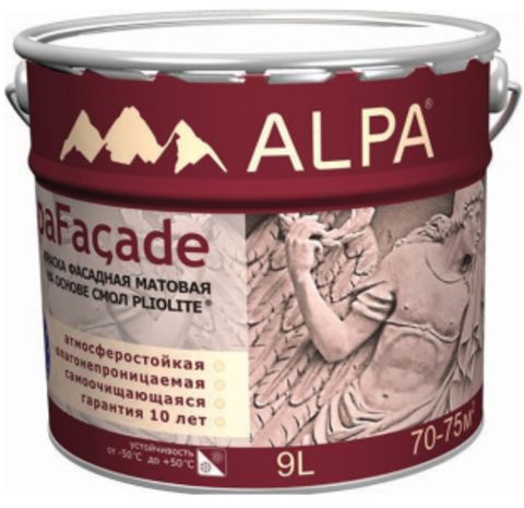 Краска фасадная на основе плиолита Alpa Альпа Фасад матовая