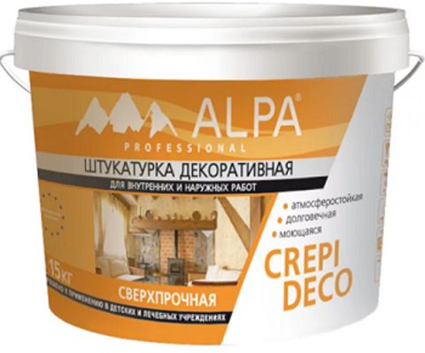 Штукатурка декоративная "короед" 2,5 мм Alpa / Альпа Крепи Деко